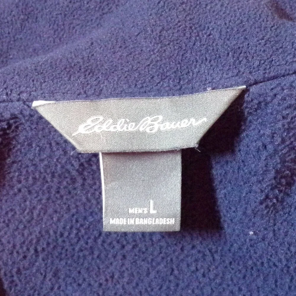 Eddie Bauer Blue Gray Fleece Jacket Mens Large Full Zip Coat Hiking Outdoors - Picture 9 of 12